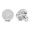 Large Diamond Circle Earrings Studs In Sterling Silver 0.22ct