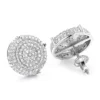 Pave Diamond Circle Earrings Studs 0.24ct Sterling Silver