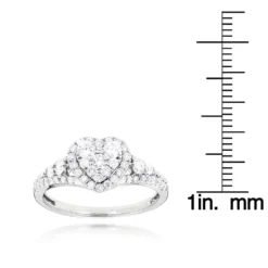 Heart Shaped Diamod Engagement Ring 14K White Gold 1 Carat Cluster Diamonds -The King Of Accessories diamond cluster heart engagement ring in 14k gold 1ct g h vs si diamonds rulerwh