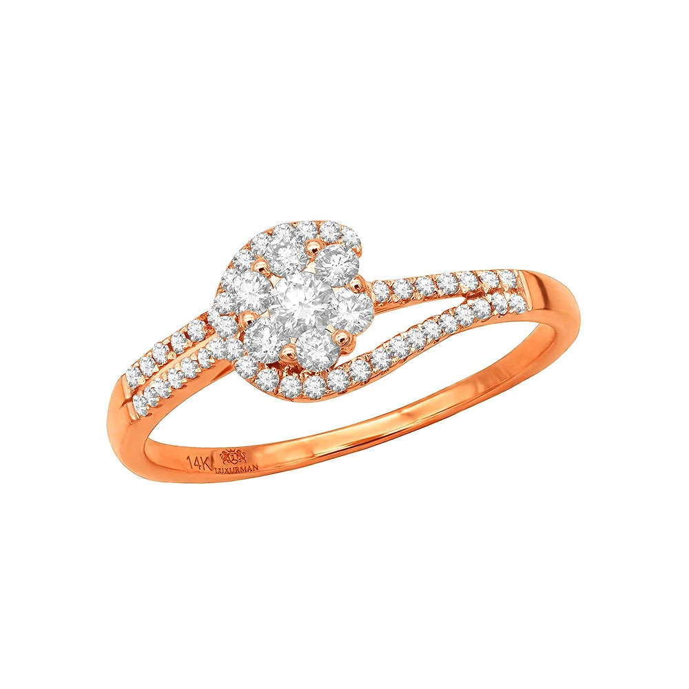 Affordable Engagement Rings 14K Gold Ladies Diamond Cluster Ring 0.61ct 3 Affordable Engagement Rings 14K Gold Ladies Diamond Cluster Ring 0.61ct - Image 3