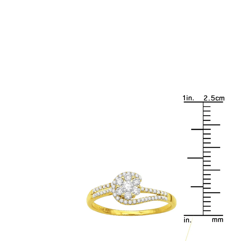 Affordable Engagement Rings 14K Gold Ladies Diamond Cluster Ring 0.61ct 8 Affordable Engagement Rings 14K Gold Ladies Diamond Cluster Ring 0.61ct - Image 8