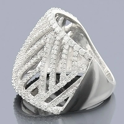 Diamond Cocktail Ring For Women 14K White Gold 1.25 Carats 2 Diamond Cocktail Ring For Women 14K White Gold 1.25 Carats - Image 2