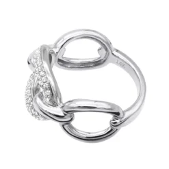 Luxurman 14K Yellow Gold Cuban Link Chain Design Ladies Diamond Cocktail Ring 0.6ct -The King Of Accessories diamond cocktail ring for women in 14k gold cuban link chain design 06ct 803214 backwh 20211214