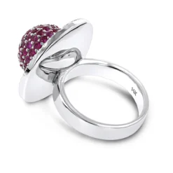 14K White Gold Diamond & Pink Sapphire Cocktail Ring For Women 3.25 -The King Of Accessories diamond fashion rings pink sapphire cocktail ring 325 p 6814 backwh