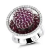 14K White Gold Diamond & Pink Sapphire Cocktail Ring For Women 3.25
