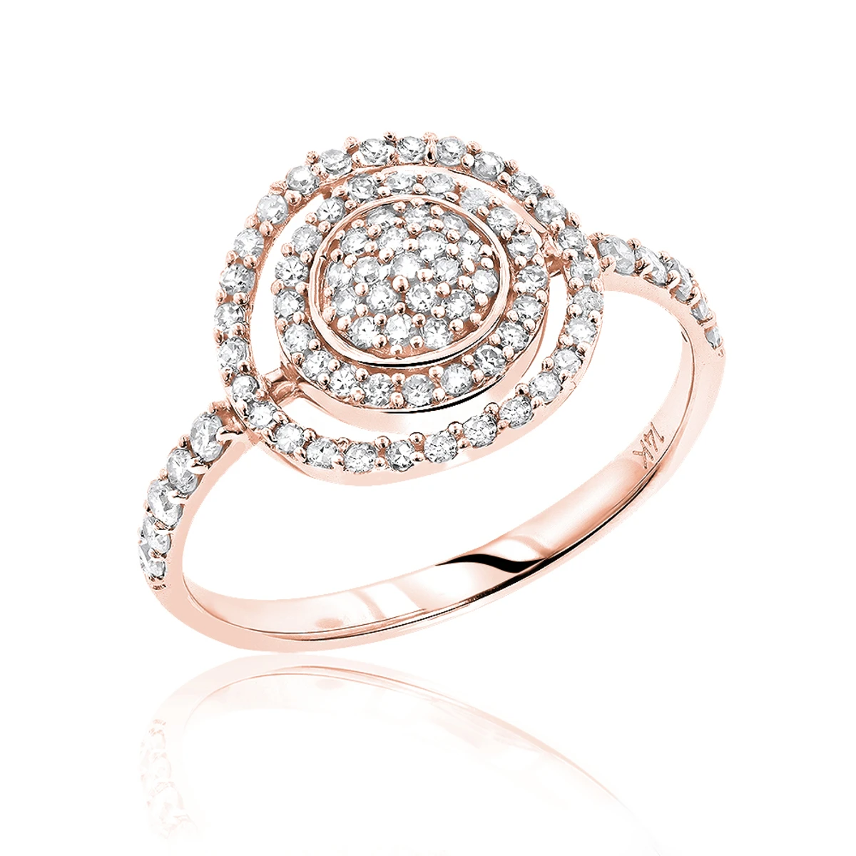 14K White Gold Designer Diamond Circle Ring 0.5 Ctw 3 14K White Gold Designer Diamond Circle Ring 0.5 Ctw - Image 3