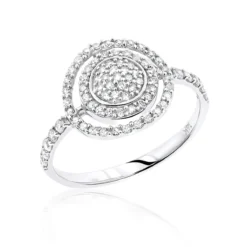 14K White Gold Designer Diamond Circle Ring 0.5 Ctw