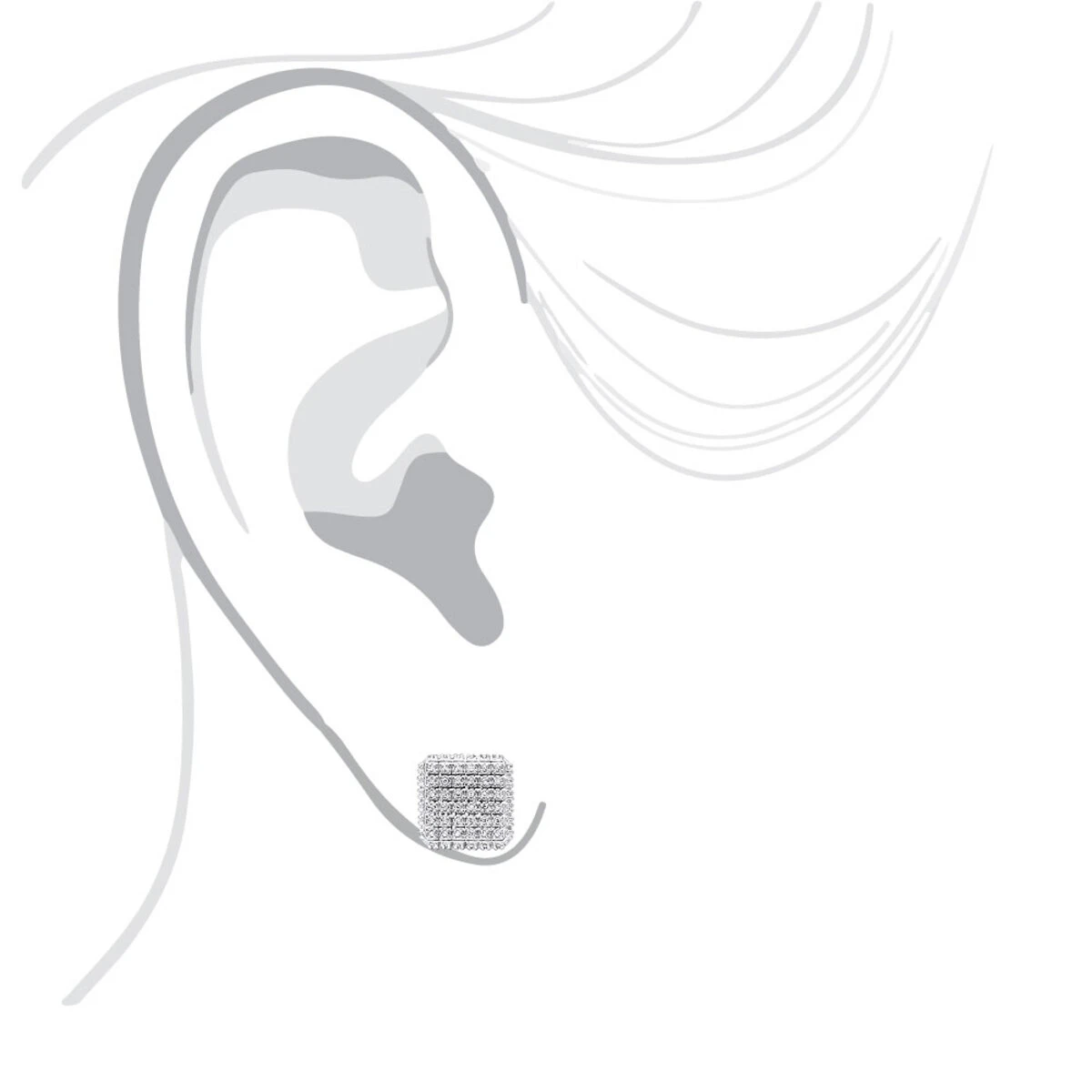 Pave Diamond Stud Earrings Under 300 - 10K White Gold Square Studs 0.33ct 7 Pave Diamond Stud Earrings Under 300 - 10K White Gold Square Studs 0.33ct - Image 7