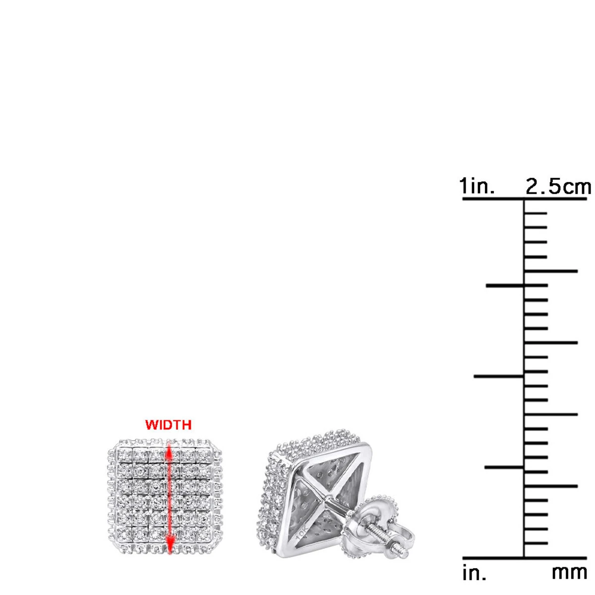 Pave Diamond Stud Earrings Under 300 - 10K White Gold Square Studs 0.33ct 10 Pave Diamond Stud Earrings Under 300 - 10K White Gold Square Studs 0.33ct - Image 10