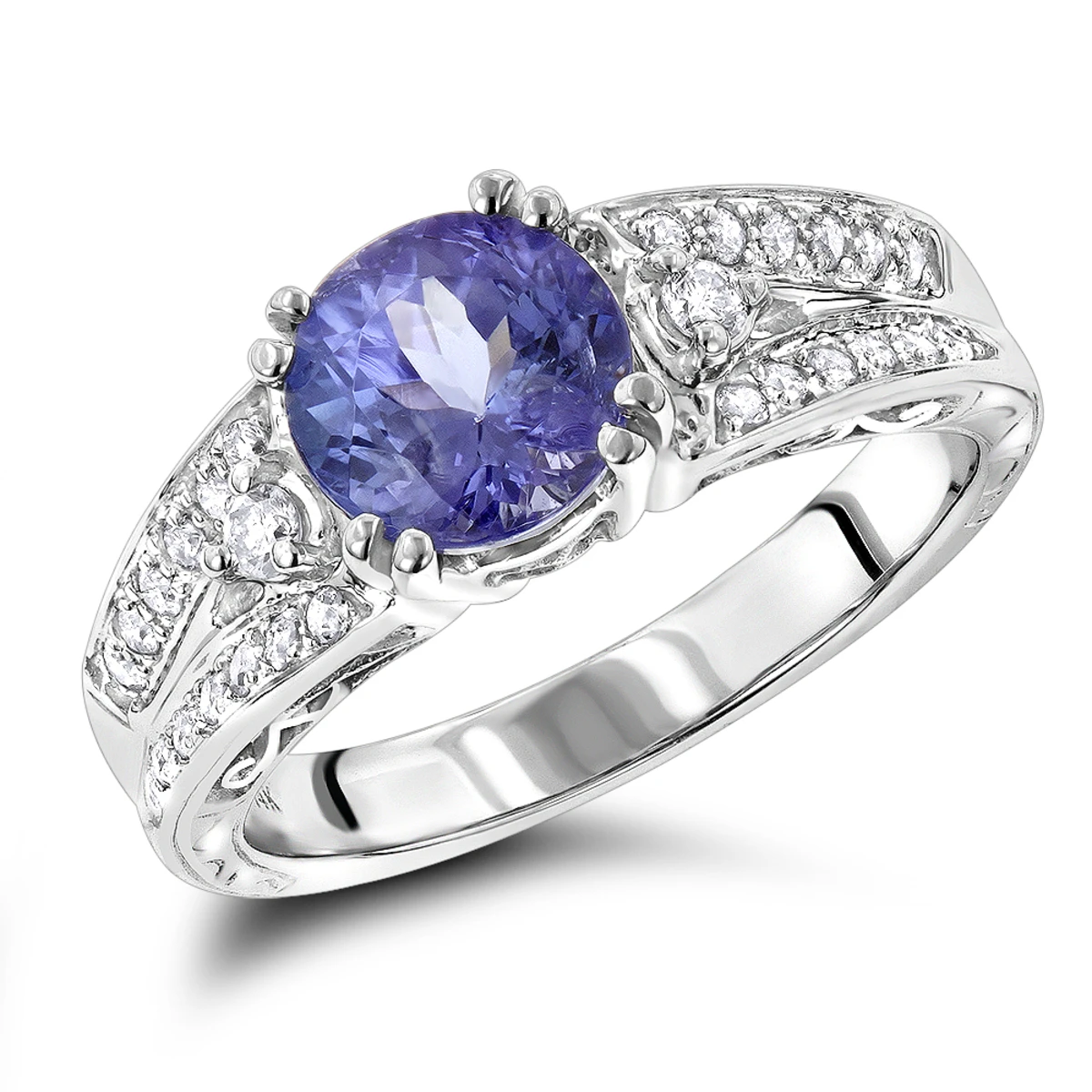 Diamond Tanzanite Engagement Ring For Women 14K White Gold 0.3 Ctd 1.5ctt 1 Diamond Tanzanite Engagement Ring For Women 14K White Gold 0.3 Ctd 1.5ctt