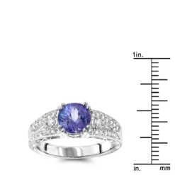 Diamond Tanzanite Engagement Ring For Women 14K White Gold 0.3 Ctd 1.5ctt 10 Diamond Tanzanite Engagement Ring For Women 14K White Gold 0.3 Ctd 1.5ctt -The King Of Accessories diamond tanzanite engagement ring for women 14k gold 029ctd 15ctt rulerwh