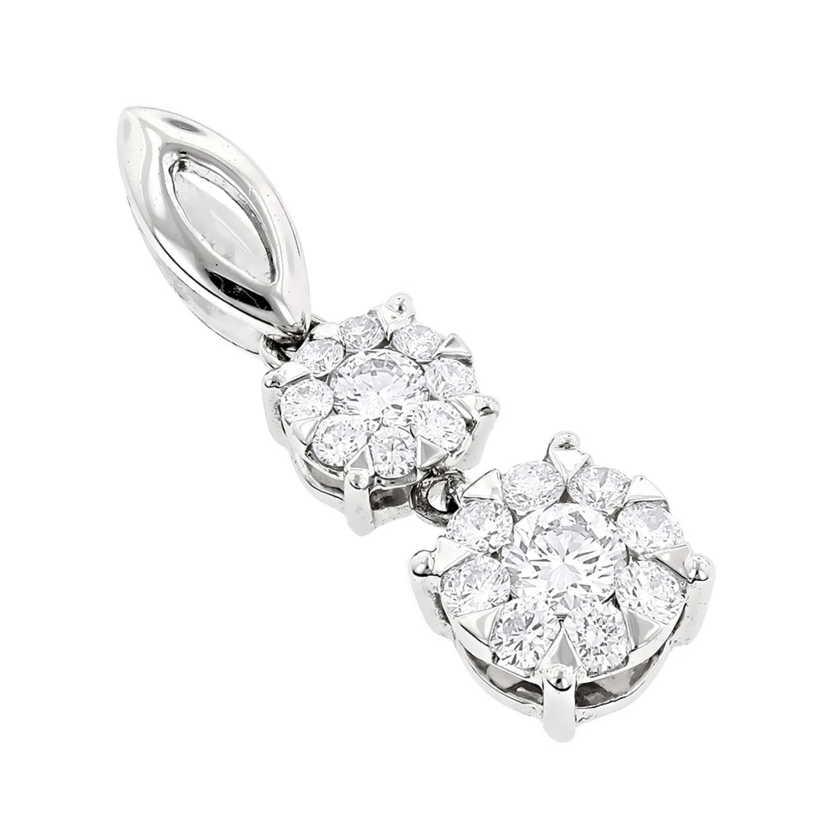 18K White Gold Double Cluster Diamond Pendant 0.49ct By Luccello 1 18K White Gold Double Cluster Diamond Pendant 0.49ct By Luccello