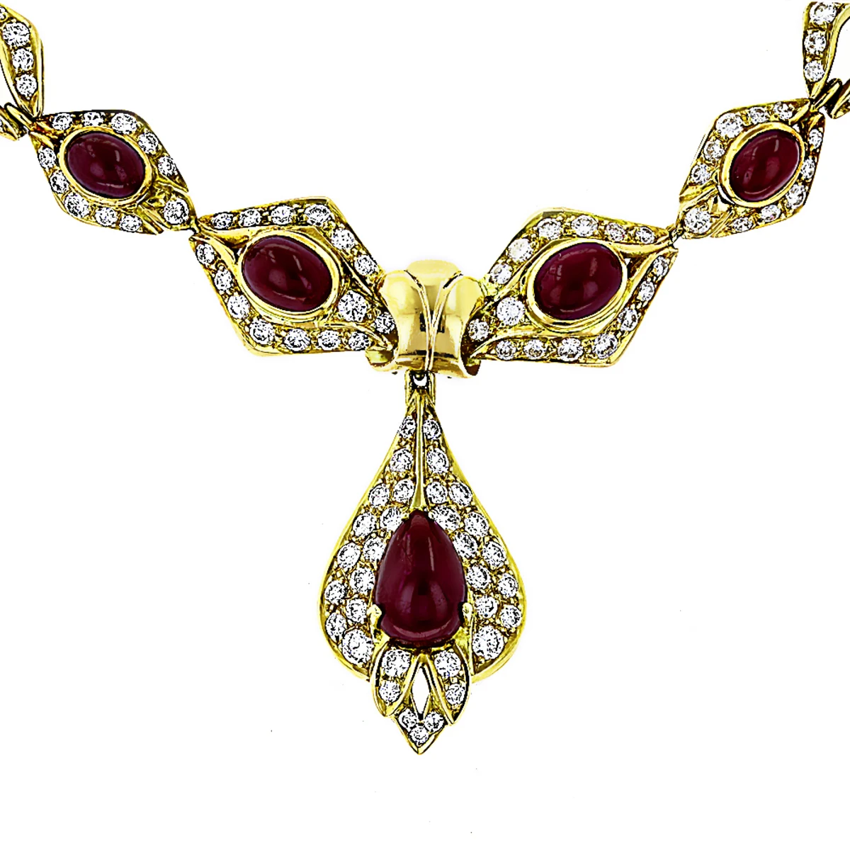 18K Gold Ladies Vintage Ruby & Diamond Necklace 1 18K Gold Ladies Vintage Ruby & Diamond Necklace