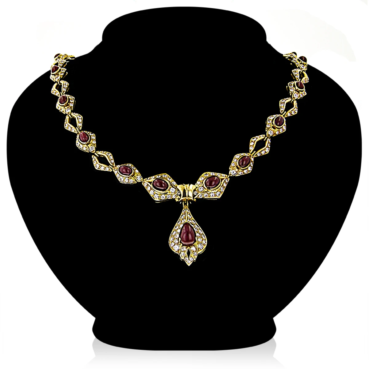 18K Gold Ladies Vintage Ruby & Diamond Necklace 2 18K Gold Ladies Vintage Ruby & Diamond Necklace - Image 2