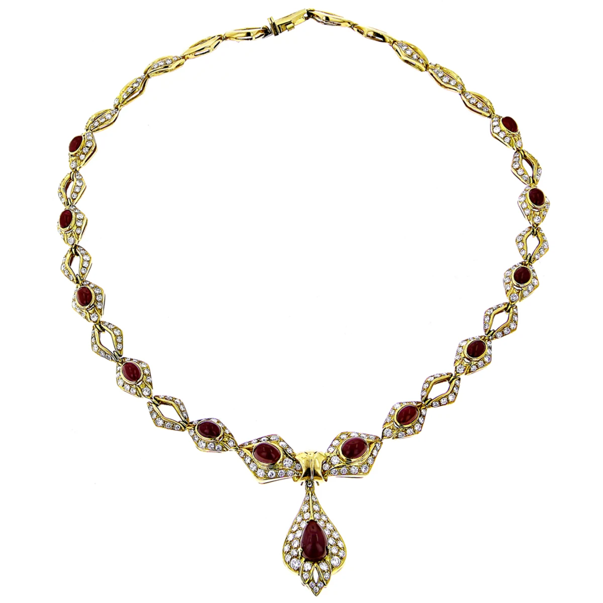 18K Gold Ladies Vintage Ruby & Diamond Necklace 3 18K Gold Ladies Vintage Ruby & Diamond Necklace - Image 3