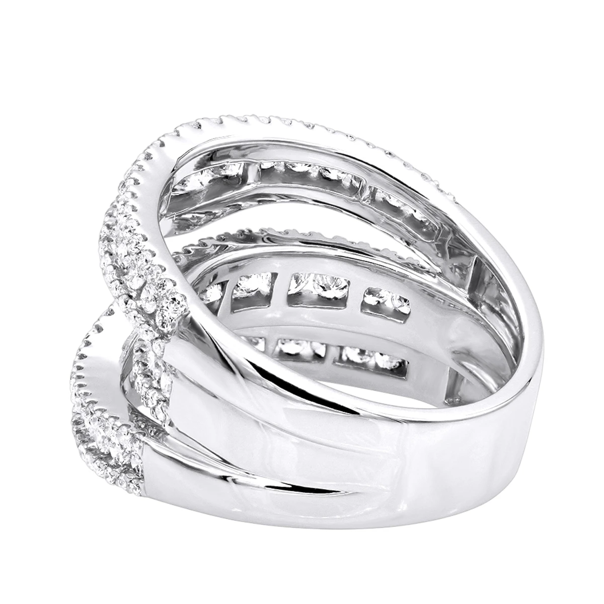 Exquisite 14K White Gold Diamond Cocktail Ring For Women By Luxurman 2.75ct 4 Exquisite 14K White Gold Diamond Cocktail Ring For Women By Luxurman 2.75ct - Image 4