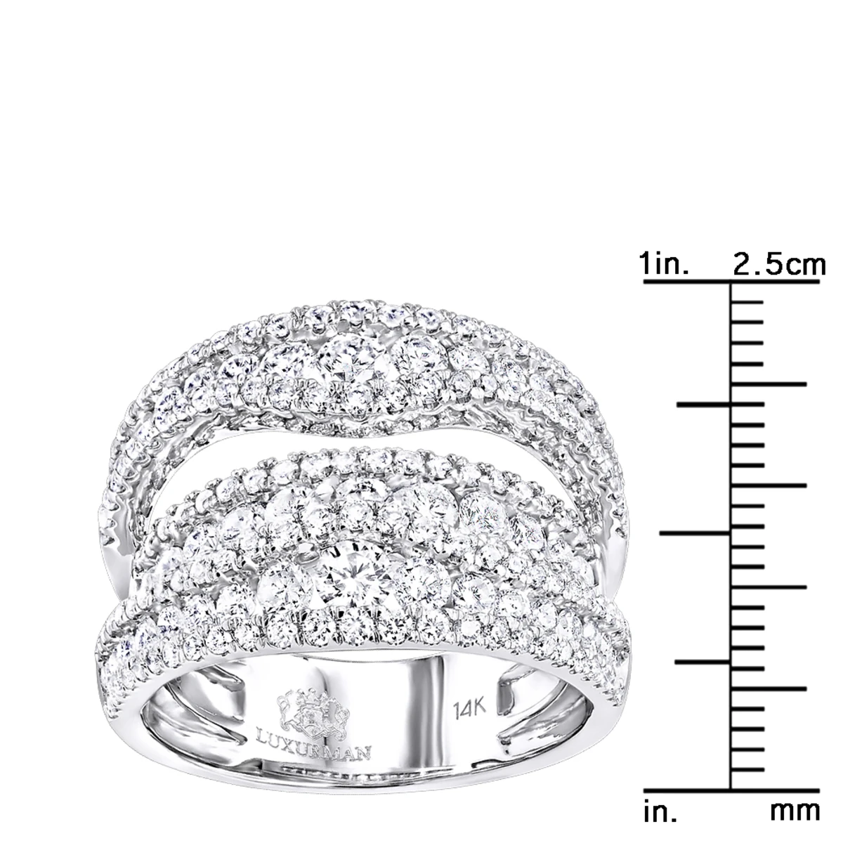 Exquisite 14K White Gold Diamond Cocktail Ring For Women By Luxurman 2.75ct 6 Exquisite 14K White Gold Diamond Cocktail Ring For Women By Luxurman 2.75ct - Image 6