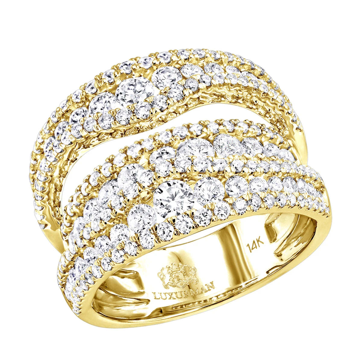 Exquisite 14K White Gold Diamond Cocktail Ring For Women By Luxurman 2.75ct 2 Exquisite 14K White Gold Diamond Cocktail Ring For Women By Luxurman 2.75ct - Image 2