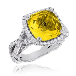 Citrine Diamond Cocktail Ring 11ct