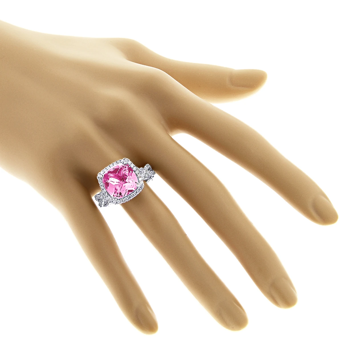 Fine Pink Sapphire Diamond Cocktail Ring 11ct 3 Fine Pink Sapphire Diamond Cocktail Ring 11ct - Image 3