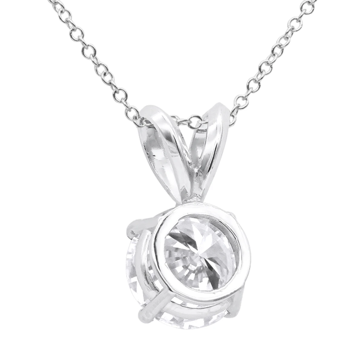 14K White Gold Floating 1/2-3 Carat Diamond Solitaire Pendant Ladies Necklace 4 14K White Gold Floating 1/2-3 Carat Diamond Solitaire Pendant Ladies Necklace - Image 4