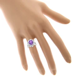 14K White Gold Amethyst Diamond Flower Ring 0.13ct 10 14K White Gold Amethyst Diamond Flower Ring 0.13ct -The King Of Accessories gemstone jewelry amethyst diamond ring 013ct 14k gold p 49985 bodwh
