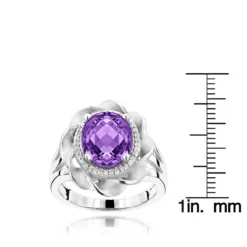 14K White Gold Amethyst Diamond Flower Ring 0.13ct 11 14K White Gold Amethyst Diamond Flower Ring 0.13ct -The King Of Accessories gemstone jewelry amethyst diamond ring 013ct 14k gold p 49985 rulerwh