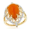 14K Yellow Gold Orange Aventurine Diamond Ring 5ct