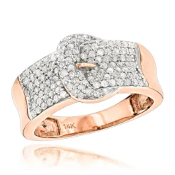 14K Yellow Gold Buckle Ring With Diamonds 0.8ct For Women 8 14K Yellow Gold Buckle Ring With Diamonds 0.8ct For Women -The King Of Accessories gold buckle ring with diamonds 14k 1ct womens jewelry p 50292 ro