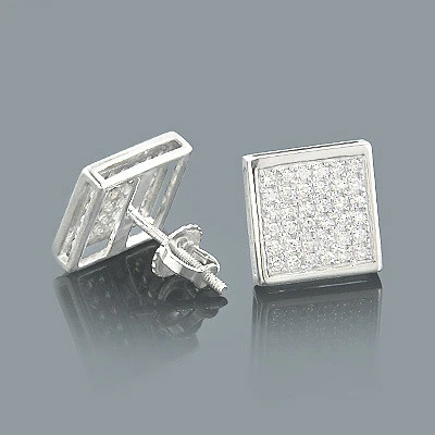 Gold Pave Diamond Stud Earrings 0.41ct 10K White Gold 1 Gold Pave Diamond Stud Earrings 0.41ct 10K White Gold