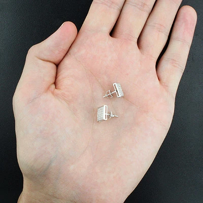 Gold Pave Diamond Stud Earrings 0.41ct 10K White Gold 2 Gold Pave Diamond Stud Earrings 0.41ct 10K White Gold - Image 2