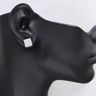 Gold Pave Diamond Stud Earrings 0.41ct 10K White Gold 3 Gold Pave Diamond Stud Earrings 0.41ct 10K White Gold - Image 3