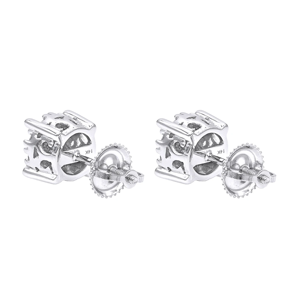 Halo 14K White Gold Cluster Diamond Earrings Studs For Men Or Women 3/4ct 4 Halo 14K White Gold Cluster Diamond Earrings Studs For Men Or Women 3/4ct - Image 4