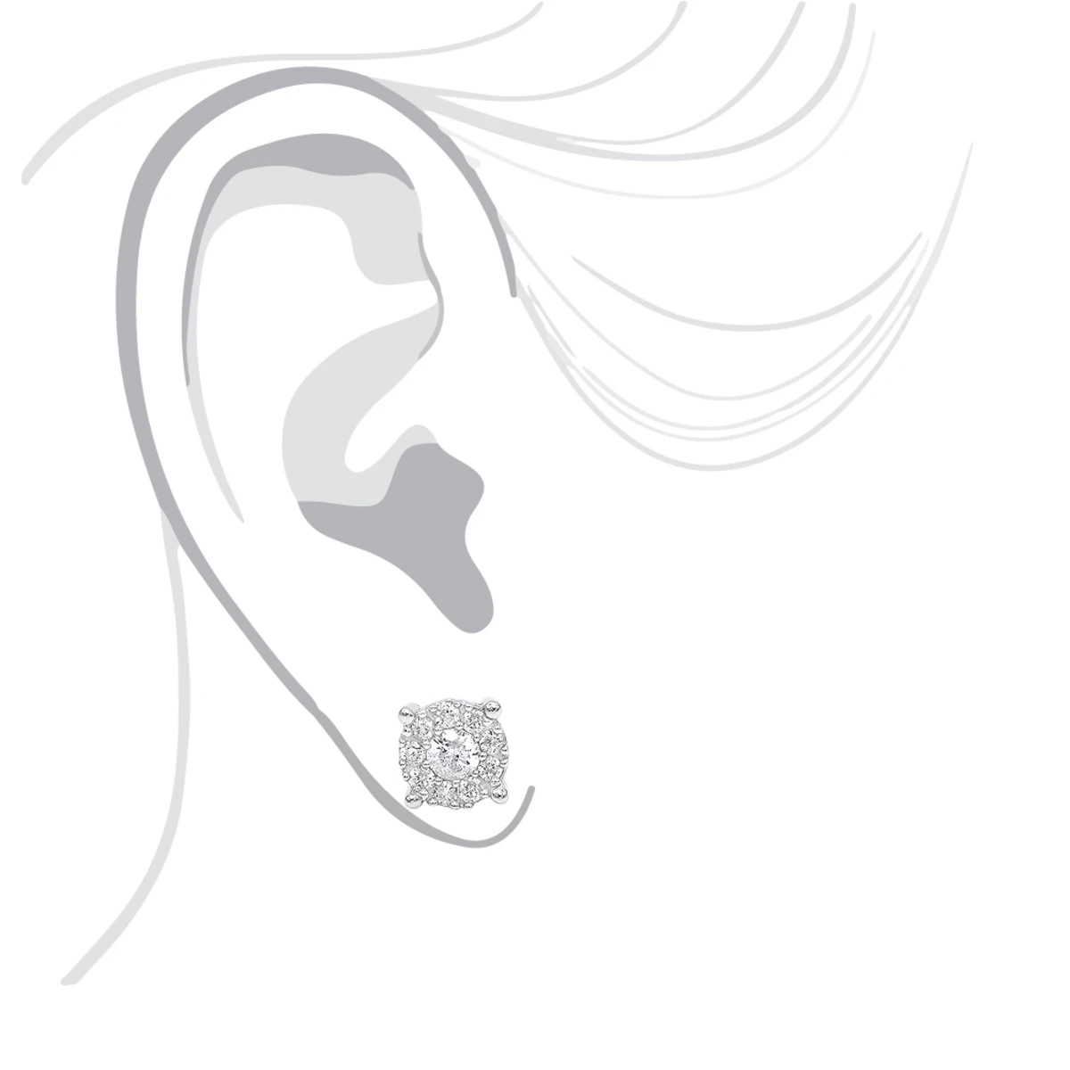 Halo 14K White Gold Cluster Diamond Earrings Studs For Men Or Women 3/4ct 5 Halo 14K White Gold Cluster Diamond Earrings Studs For Men Or Women 3/4ct - Image 5