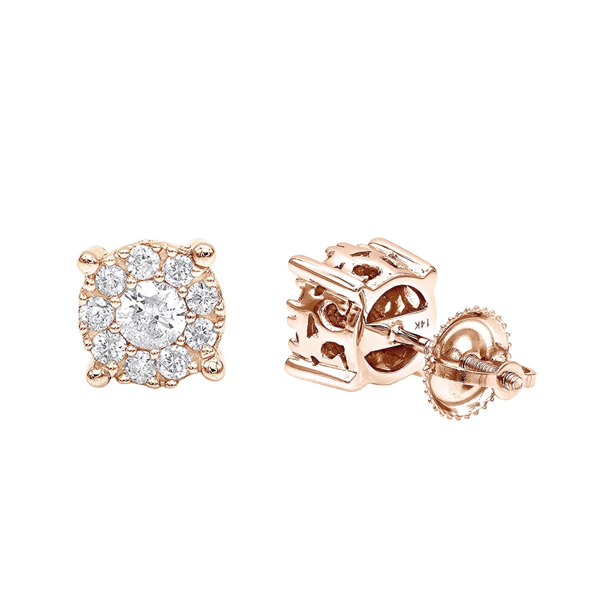 Halo 14K White Gold Cluster Diamond Earrings Studs For Men Or Women 3/4ct 3 Halo 14K White Gold Cluster Diamond Earrings Studs For Men Or Women 3/4ct - Image 3