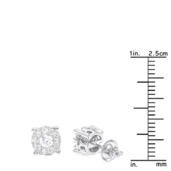 Halo 14K White Gold Cluster Diamond Earrings Studs For Men Or Women 3/4ct 11 Halo 14K White Gold Cluster Diamond Earrings Studs For Men Or Women 3/4ct -The King Of Accessories halo 14k gold cluster diamond earrings studs for men or women 34ct rulerwh