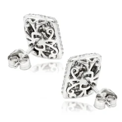 Halo 3 Carat Look Cluster Diamond Stud Earrings 1ct By Luxurman -The King Of Accessories halo 3 carat look cluster diamond stud earrings 1ct by luxurman backwh