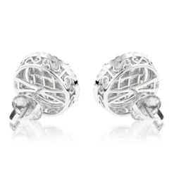 Halo Diamond Cluster Earrings Studs 1.61ct 14K White Gold -The King Of Accessories halo diamond cluster earrings 161ct 14k gold backwh