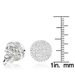 Halo Diamond Cluster Earrings Studs 1.61ct 14K White Gold -The King Of Accessories halo diamond cluster earrings 161ct 14k gold rulerwh