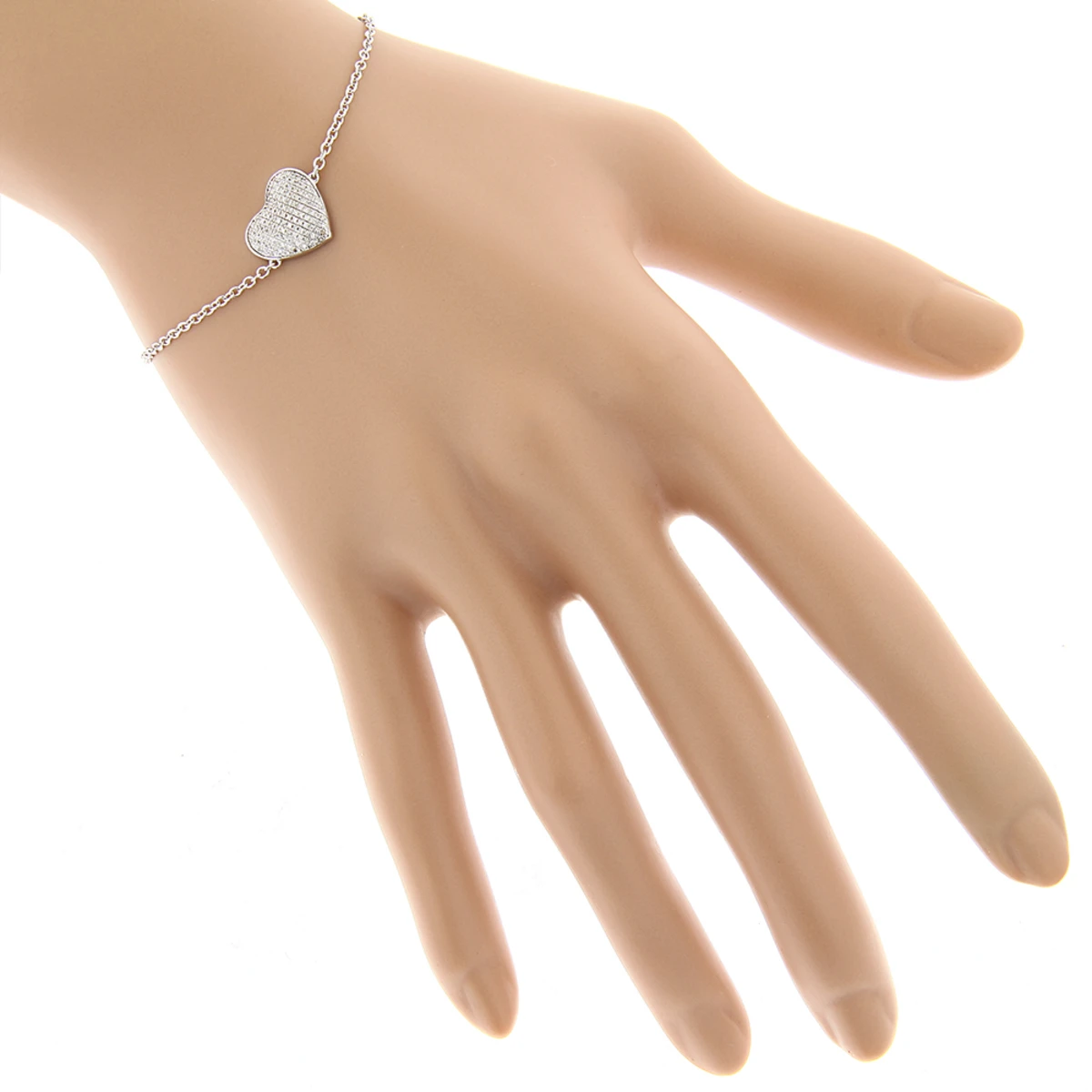 Women's 10K Yellow Gold Diamond Heart Bracelet 1/5ct 4 Women's 10K Yellow Gold Diamond Heart Bracelet 1/5ct - Image 4