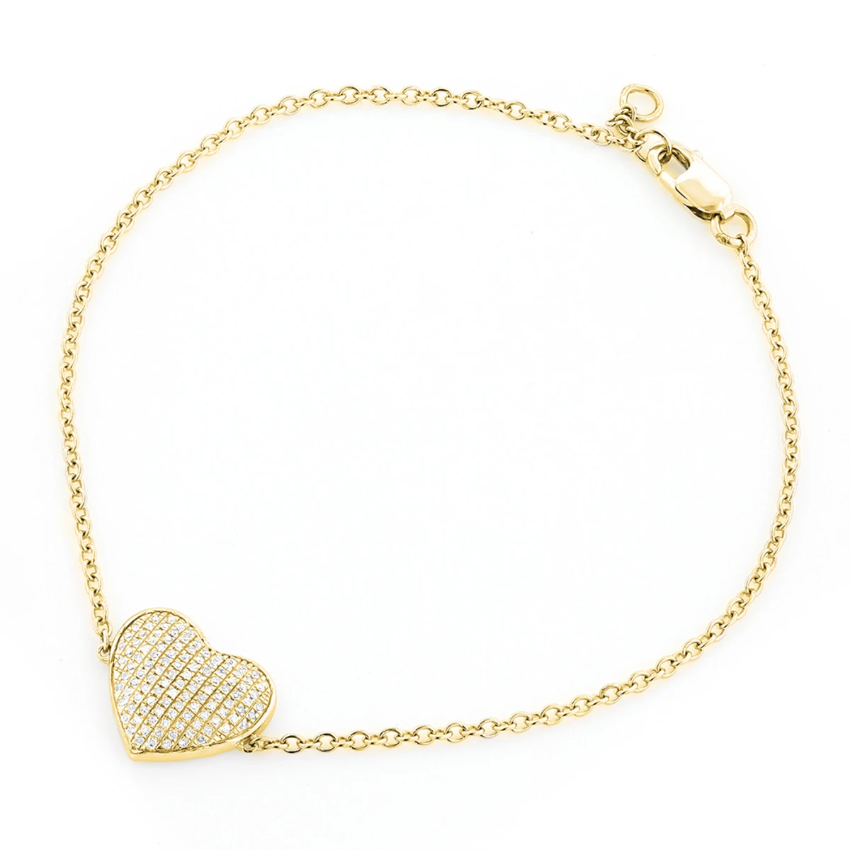 Women's 10K Yellow Gold Diamond Heart Bracelet 1/5ct 1 Women's 10K Yellow Gold Diamond Heart Bracelet 1/5ct