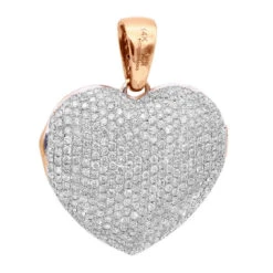 Iced Out Ladies Big Pave Diamond Heart Locket Pendant W Picture 14K Yellow Gold 16 Iced Out Ladies Big Pave Diamond Heart Locket Pendant W Picture 14K Yellow Gold -The King Of Accessories iced out ladies big pave diamond heart locket pendant w picture solid 14k gold 100495 back rose