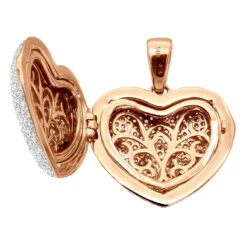 Iced Out Ladies Big Pave Diamond Heart Locket Pendant W Picture 14K Yellow Gold 21 Iced Out Ladies Big Pave Diamond Heart Locket Pendant W Picture 14K Yellow Gold -The King Of Accessories iced out ladies big pave diamond heart locket pendant w picture solid 14k gold 100495 box rose