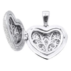 Iced Out Ladies Big Pave Diamond Heart Locket Pendant W Picture 14K Yellow Gold 19 Iced Out Ladies Big Pave Diamond Heart Locket Pendant W Picture 14K Yellow Gold -The King Of Accessories iced out ladies big pave diamond heart locket pendant w picture solid 14k gold 100495 box white