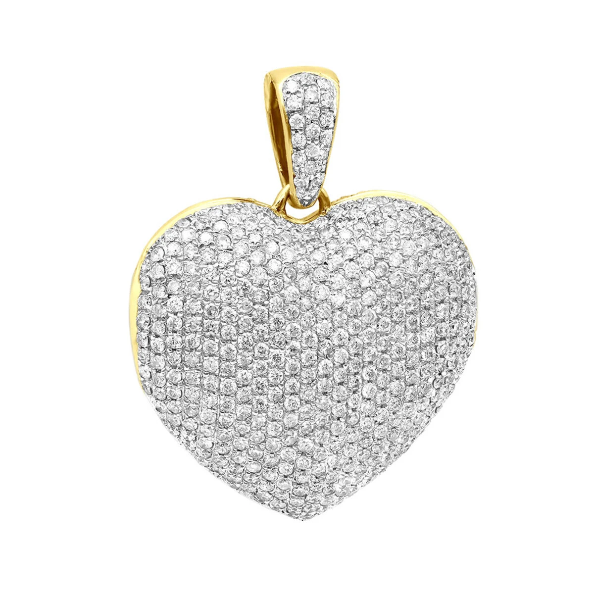 Iced Out Ladies Big Pave Diamond Heart Locket Pendant W Picture 14K Yellow Gold 1 Iced Out Ladies Big Pave Diamond Heart Locket Pendant W Picture 14K Yellow Gold