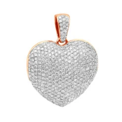Iced Out Ladies Big Pave Diamond Heart Locket Pendant W Picture 14K Yellow Gold 13 Iced Out Ladies Big Pave Diamond Heart Locket Pendant W Picture 14K Yellow Gold -The King Of Accessories iced out ladies big pave diamond heart locket pendant w picture solid 14k gold 100495 rose
