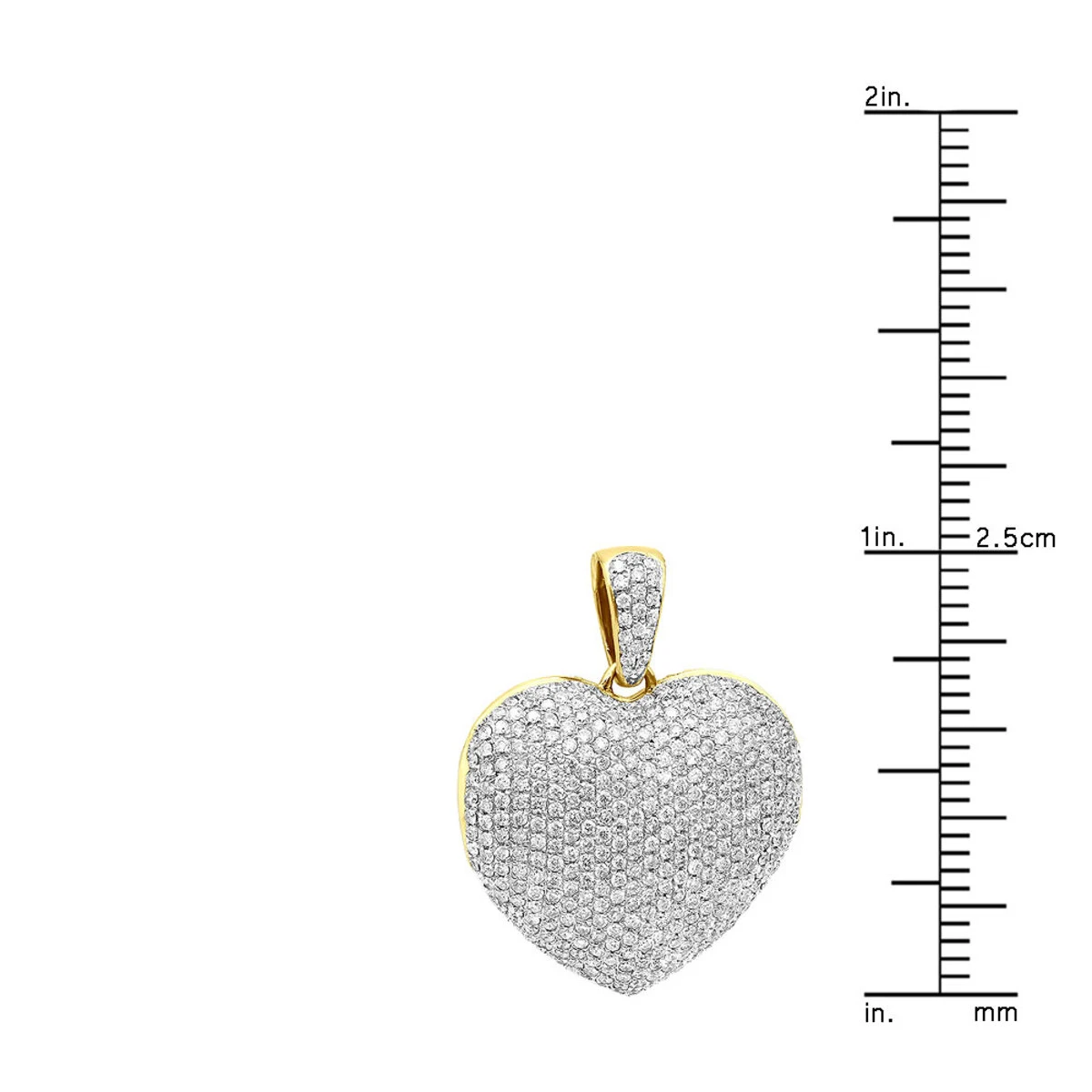 Iced Out Ladies Big Pave Diamond Heart Locket Pendant W Picture 14K Yellow Gold 8 Iced Out Ladies Big Pave Diamond Heart Locket Pendant W Picture 14K Yellow Gold - Image 8