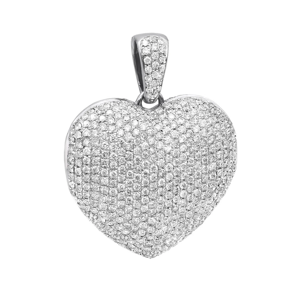 Iced Out Ladies Big Pave Diamond Heart Locket Pendant W Picture 14K Yellow Gold 2 Iced Out Ladies Big Pave Diamond Heart Locket Pendant W Picture 14K Yellow Gold - Image 2
