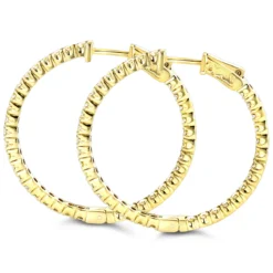 Inside Out Yellow Diamond Hoop Earrings 14K Yellow Gold By Luxurman 2.2ct. -The King Of Accessories inside out yellow diamond hoop earrings in 14k gold by luxurman 22ct backye