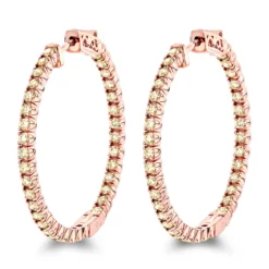 Inside Out Yellow Diamond Hoop Earrings 14K Yellow Gold By Luxurman 2.2ct. -The King Of Accessories inside out yellow diamond hoop earrings in 14k gold by luxurman 22ct ro